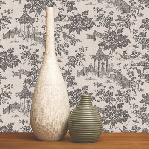 Charcoal chinoiserie wallpaper - chinoiserie,