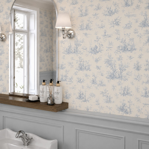 Pale blue toile de - pale,