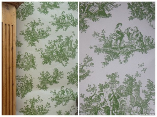 Sage green toile - ,