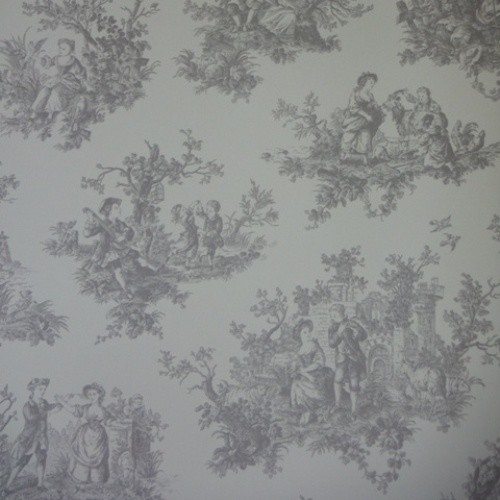 Grey toile jouy wallpaper - toile, de
