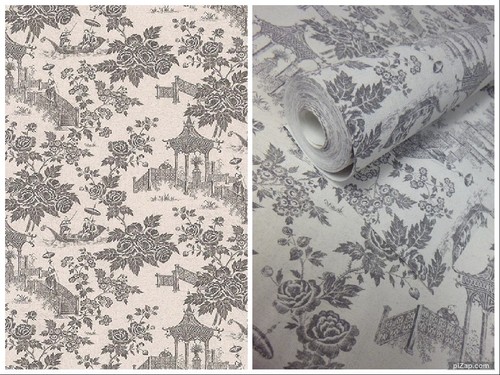 Charcoal chinoiserie wallpaper - charcoal,