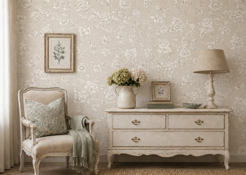 Grey toile jouy flower - *, *