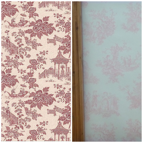 Red pink toile jouy - pink, de