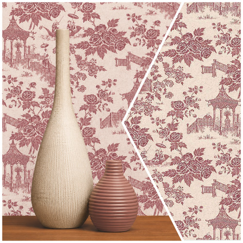 Raspberry oriental toile - oriental,