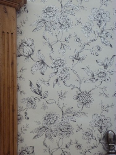 Black flower toile jouy - black, de