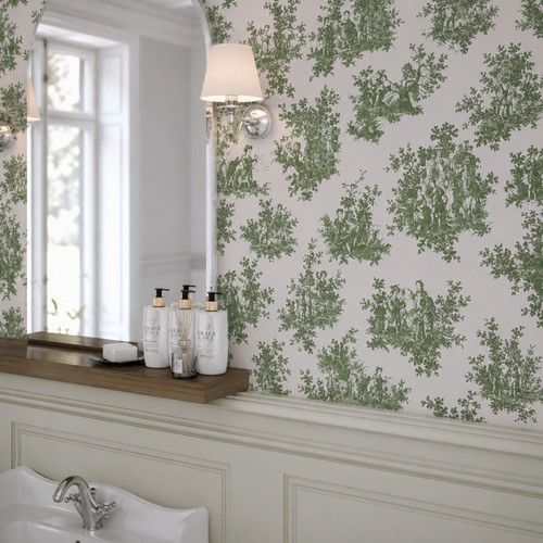 Sage green toile - sage,