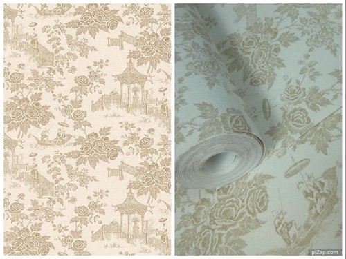 Vinyl toile jouy wallpaper - vinyl,