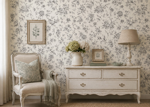 Black jardin wallpaper - black,
